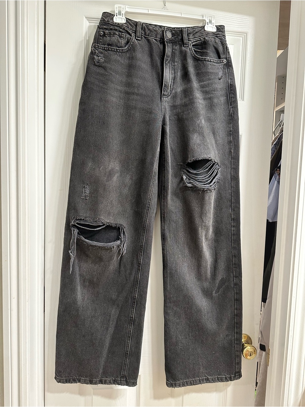 Garage High-Waist Distressed Black/dark grey Wide-Leg Jeans
